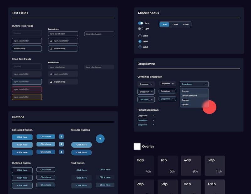 Algunos Componentes de Excelsior Design System